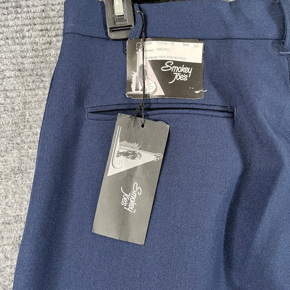 Vintage 90s Smokey Joes Bruno Pleated Trousers Mens 32L Navy Double Pleat Formal